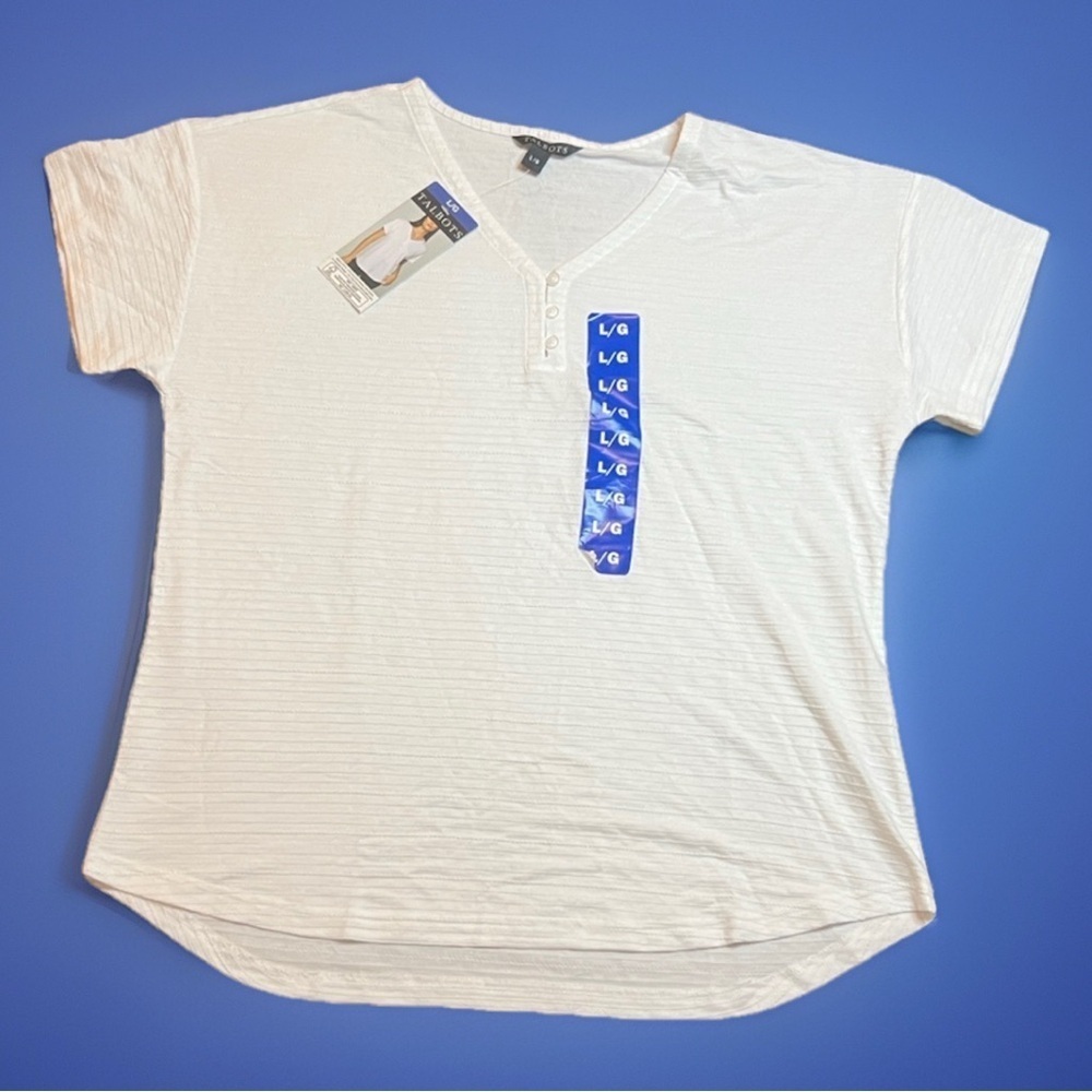 NWT Talbots Women's White Short Sleeve Top sz L